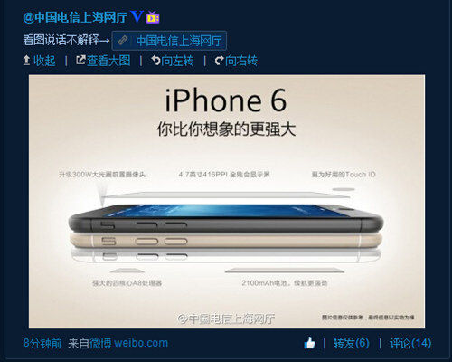 电信版iPhone 6详情配置如何2