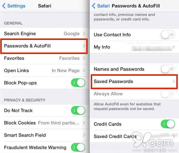 如何查看Safari 浏览器保存的网站密码2