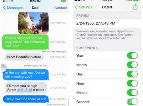 Dated显示iMessage短信应用时间戳详情1