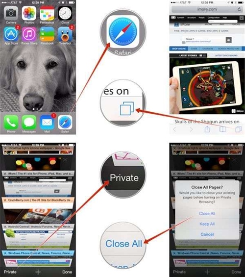 如何关闭iOS7版Safari中打开的所有标签2