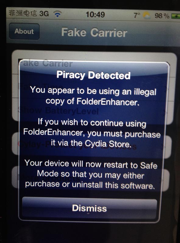 出现piracy detected 之后自动进入安全模式1