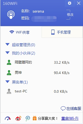 160WiFi新增限速管理资源分配更合理1