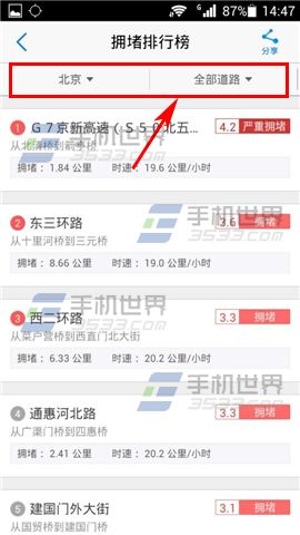 高德地图城市道路拥堵排行榜如何查看？4