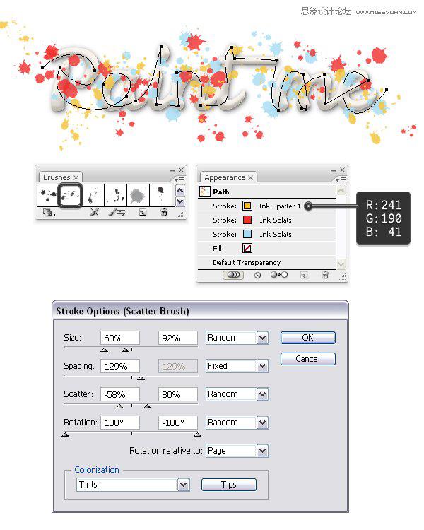 Illustrator制作喷溅效果的艺术字教程15