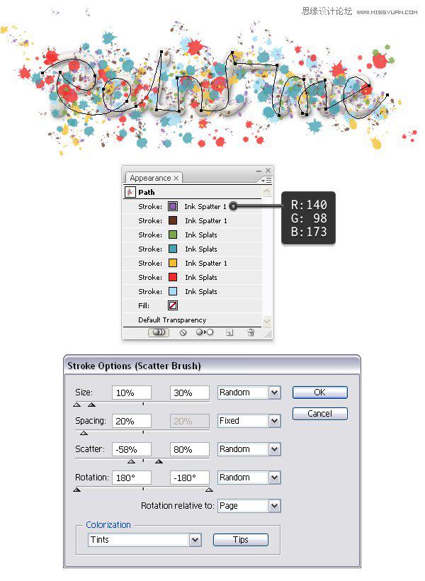 Illustrator制作喷溅效果的艺术字教程19