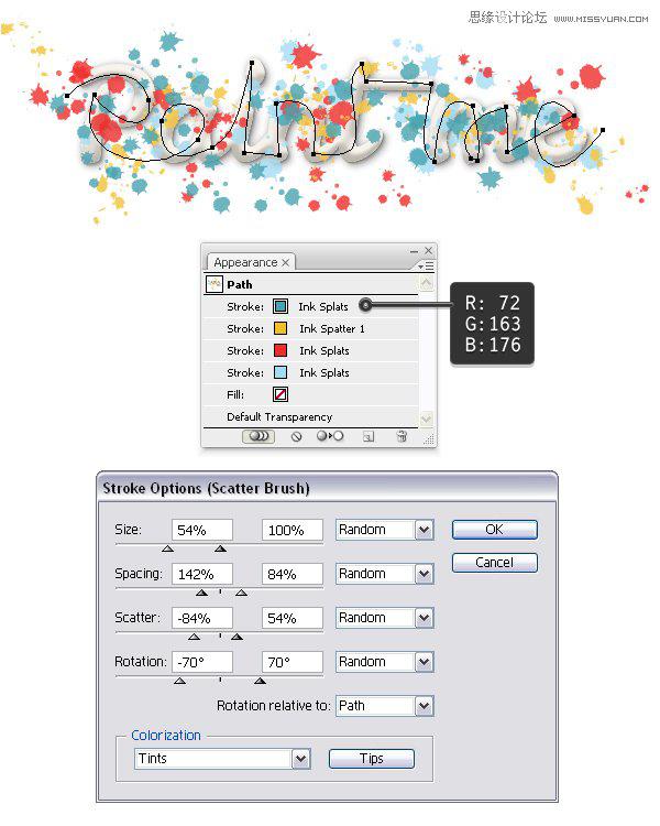 Illustrator制作喷溅效果的艺术字教程16