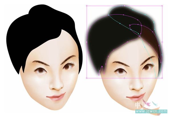 Illustrator运用渐变网格绘制人物和头发7