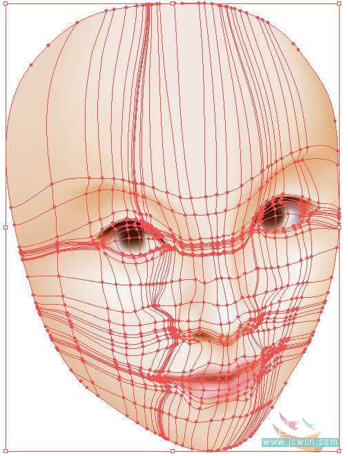 Illustrator运用渐变网格绘制人物和头发5