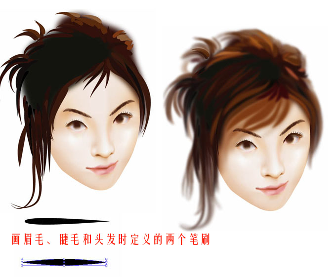 Illustrator人物渐变网格的教程+头发的绘制5