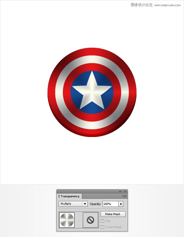 Illustrator绘制逼真的美国队长盾牌图标14