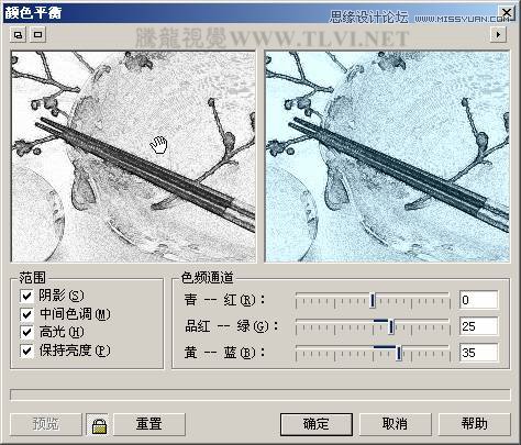 CorelDRAW绘制中国风水彩效果的盘子和筷子15