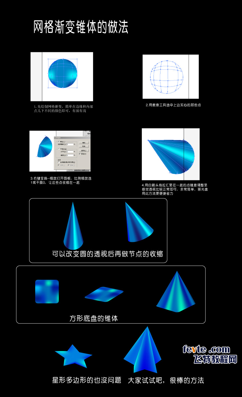 AI网格渐变锥体的快速做法1