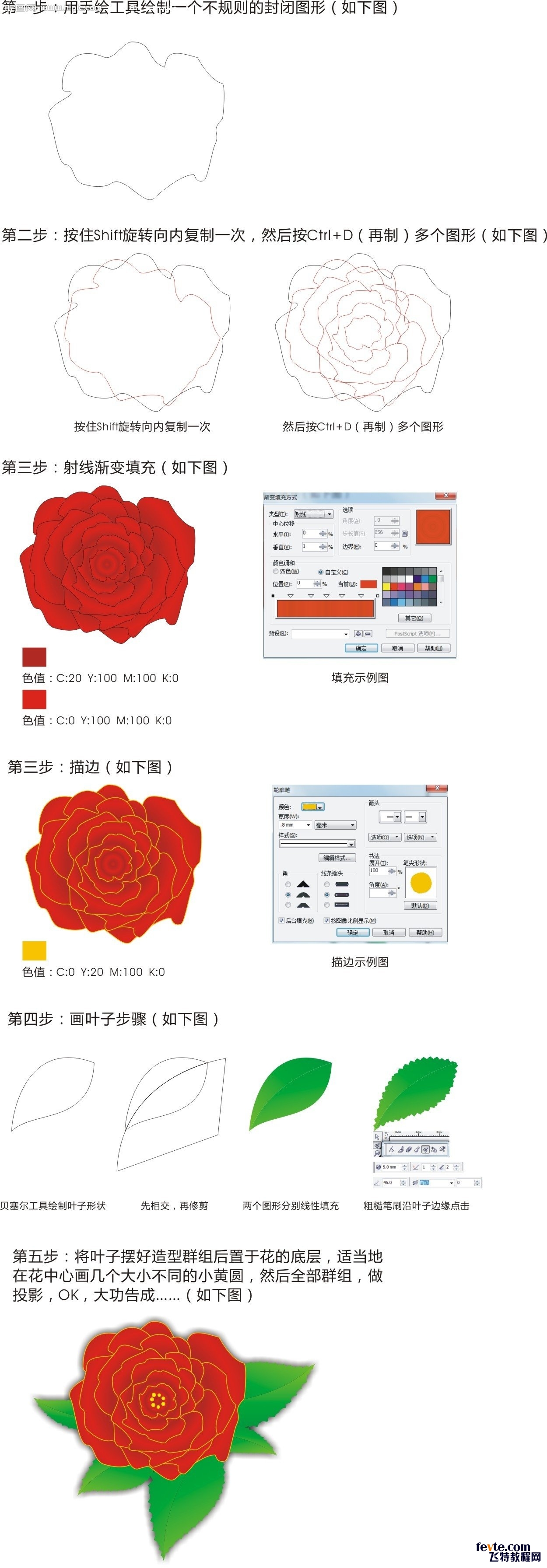 CDR绘制牡丹花技巧1