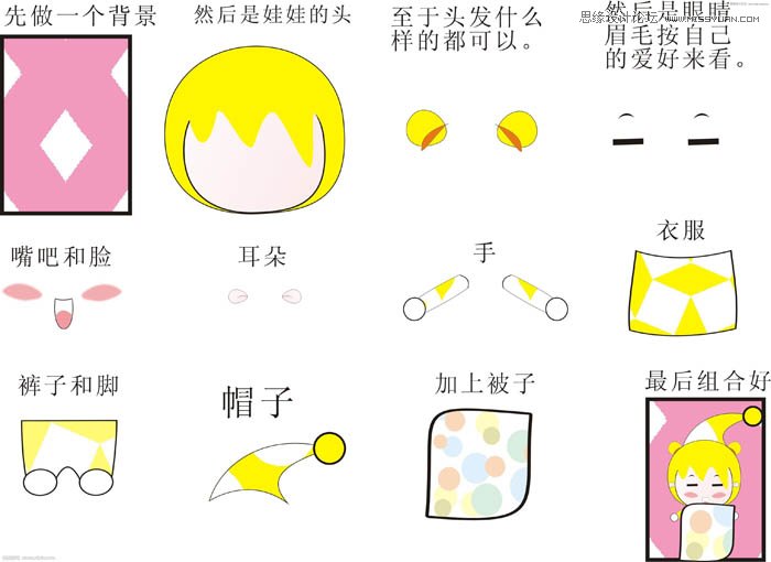 CorelDRAW绘制可爱的娃娃3