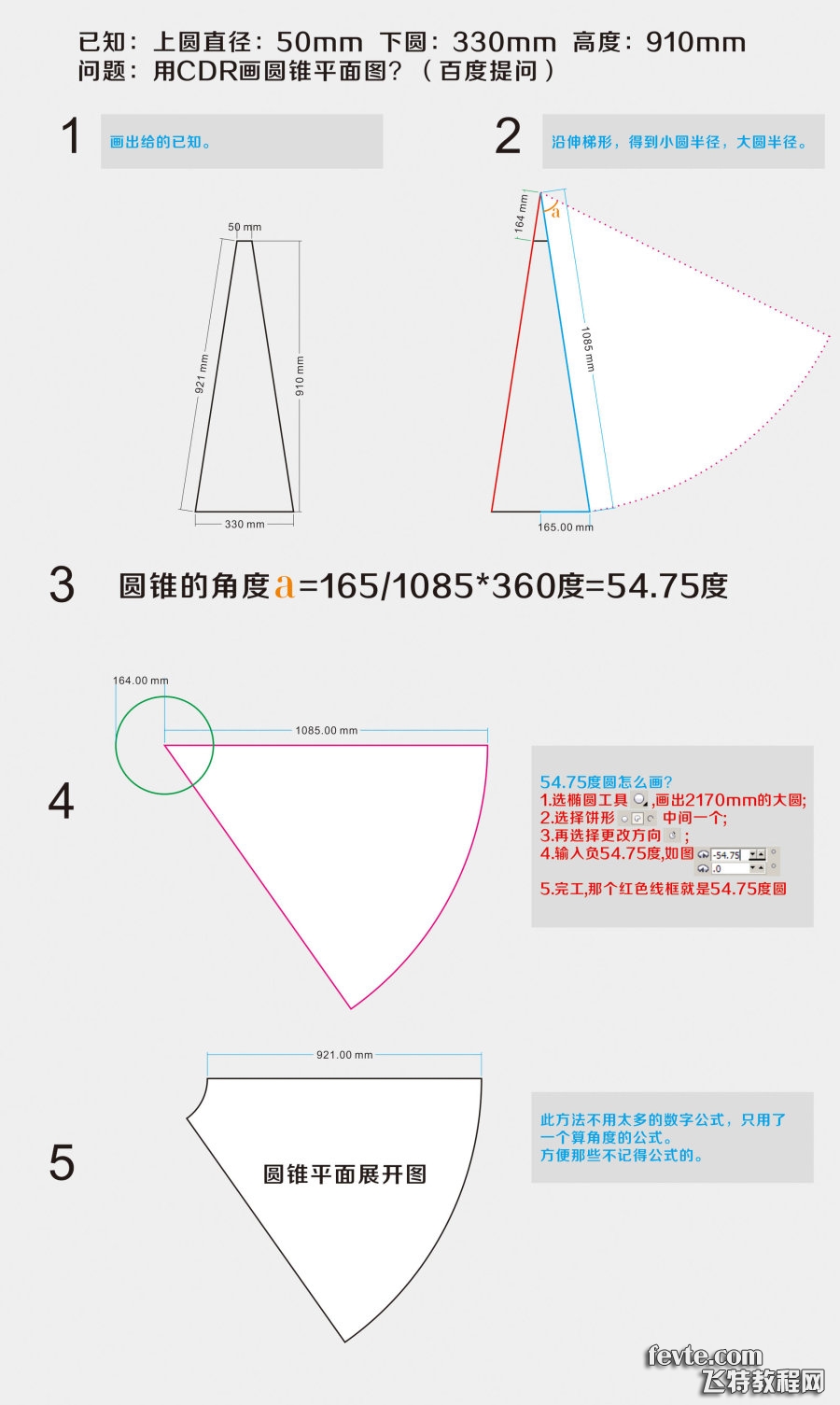 CDR绘制圆锥平面图1