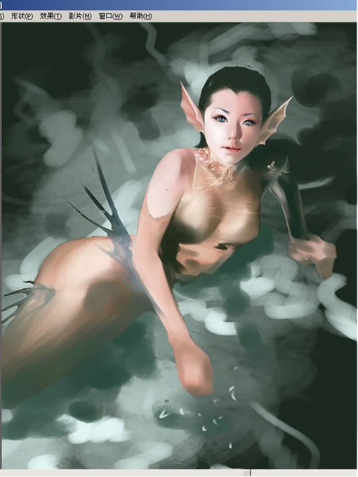 Painter绘制精美美人鱼插画全过程6