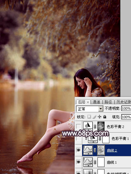 Photoshop打造高对比的暖色水景美女图片22