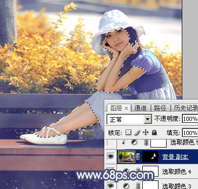 Photoshop打造清新的橙红色秋季外景美女图片30