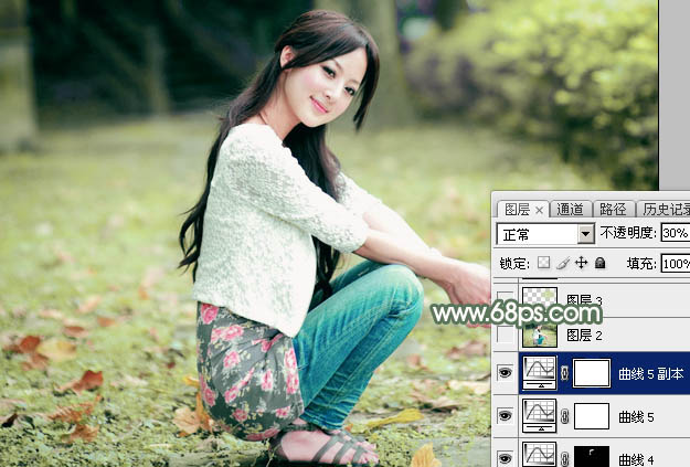 Photoshop打造甜美的粉绿色早春外景美女图片30