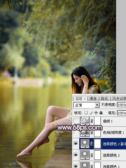 Photoshop打造高对比的暖色水景美女图片10