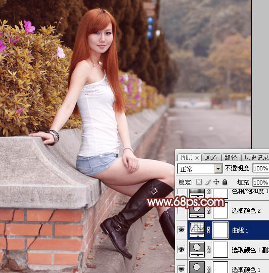 Photoshop给景区的美女加上唯美的阳光暖色9