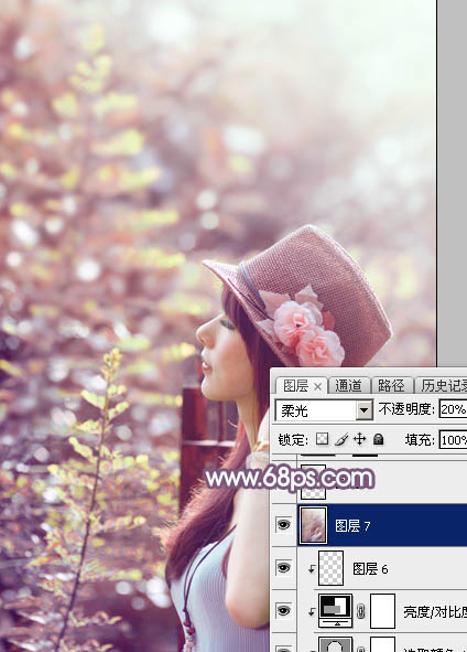 Photoshop打造淡美的粉褐色外景美女图片36