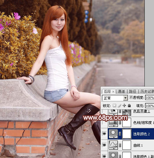 Photoshop给景区的美女加上唯美的阳光暖色13