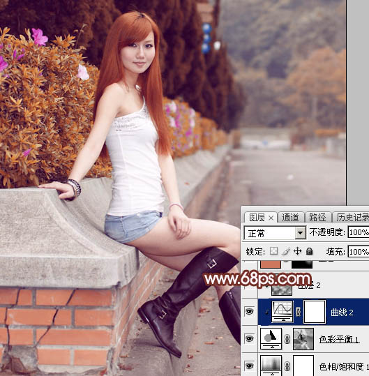 Photoshop给景区的美女加上唯美的阳光暖色21