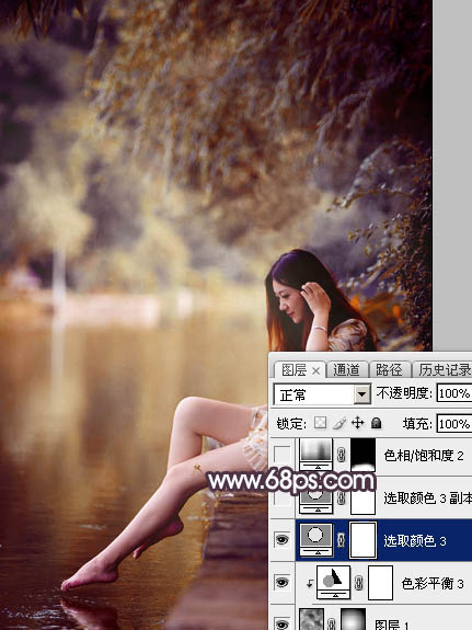 Photoshop打造高对比的暖色水景美女图片36