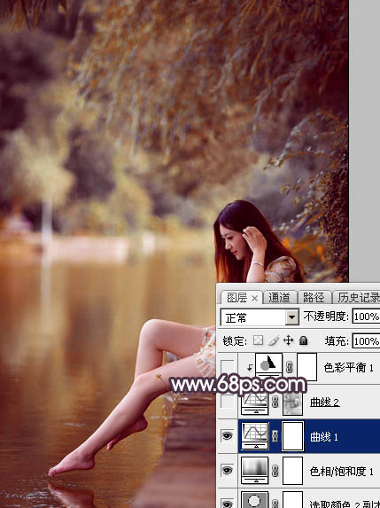 Photoshop打造高对比的暖色水景美女图片17