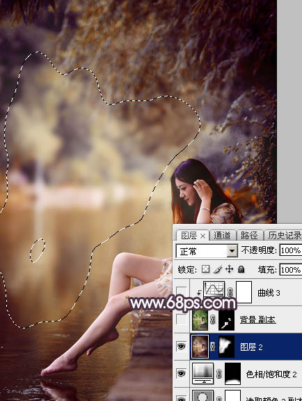 Photoshop打造高对比的暖色水景美女图片38