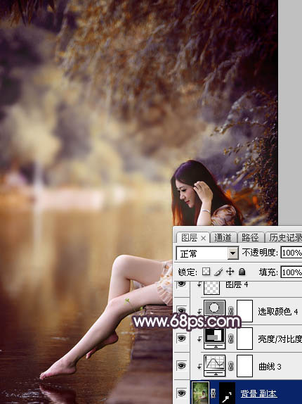 Photoshop打造高对比的暖色水景美女图片39