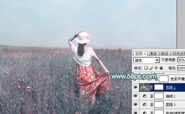 Photoshop打造柔美的中性淡青色外景美女图片15