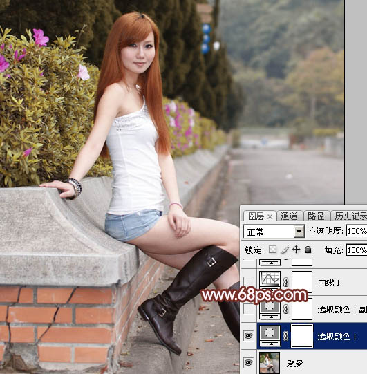 Photoshop给景区的美女加上唯美的阳光暖色5