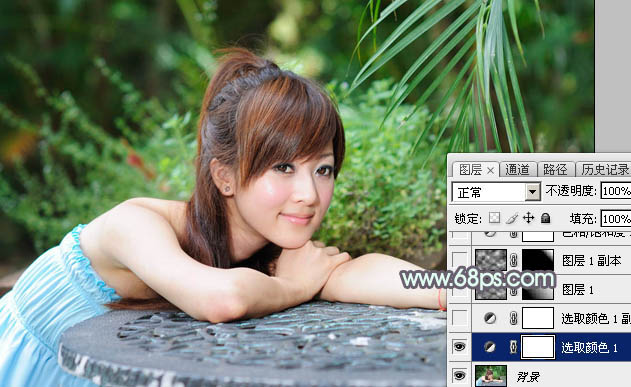 Photoshop打造甜美的淡调中性绿色外景美女图片3