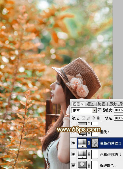 Photoshop打造清新的橙红色外景美女图片9