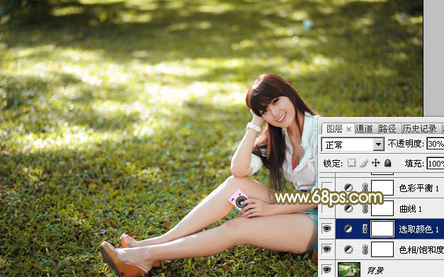 Photoshop打造甜美柔和的暖褐色草地美女图片7