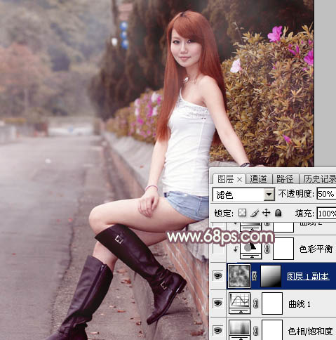 Photoshop打造唯美的秋季红褐色外景美女图片7