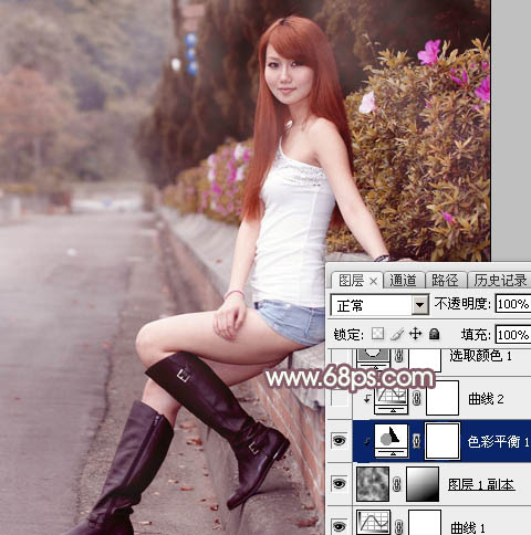 Photoshop打造唯美的秋季红褐色外景美女图片9