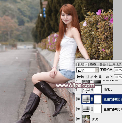 Photoshop打造唯美的秋季红褐色外景美女图片4