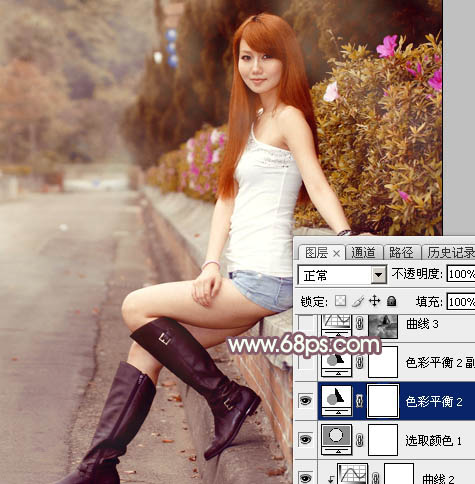 Photoshop打造唯美的秋季红褐色外景美女图片17