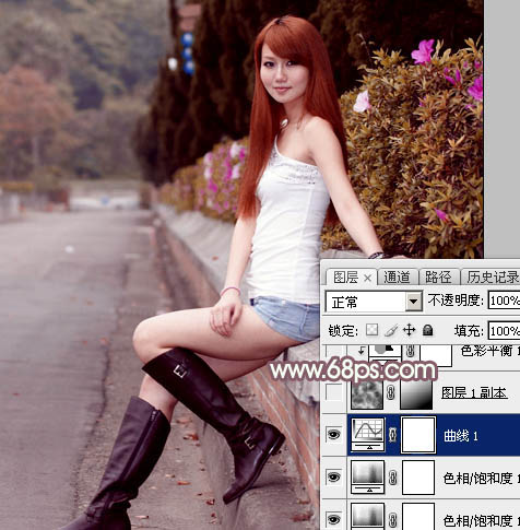 Photoshop打造唯美的秋季红褐色外景美女图片6