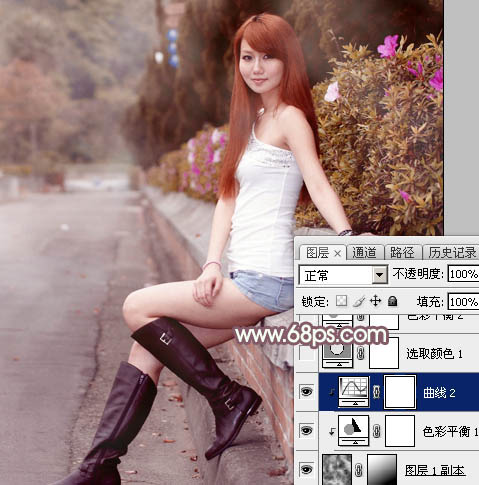 Photoshop打造唯美的秋季红褐色外景美女图片11