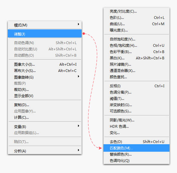 利用PS匹配颜色及参考图片给图片换色3