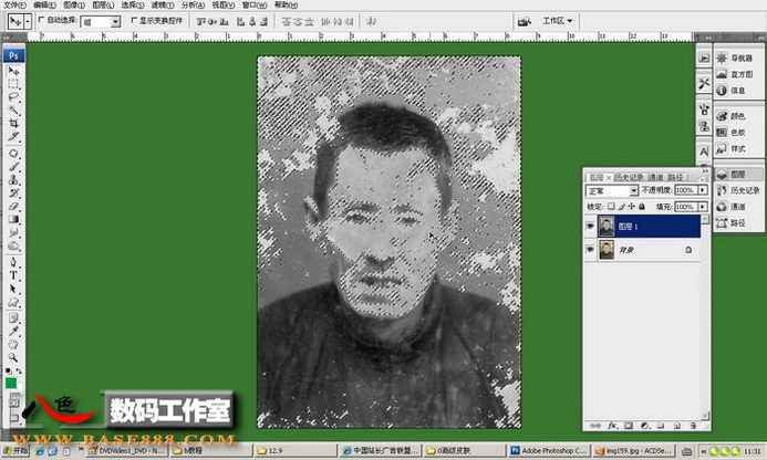 如何用PS加深工具修复损坏老照片5