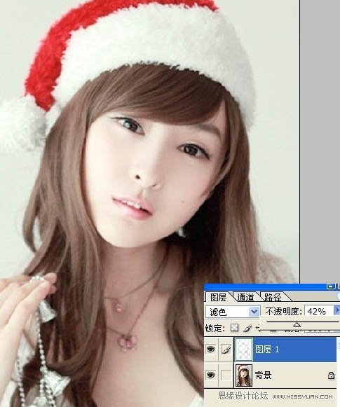 Photoshop制作圣诞美女的手绘图效果3