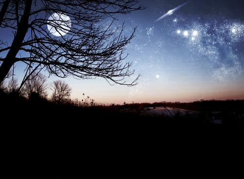 Photoshop打造梦幻的旷野星夜图片2