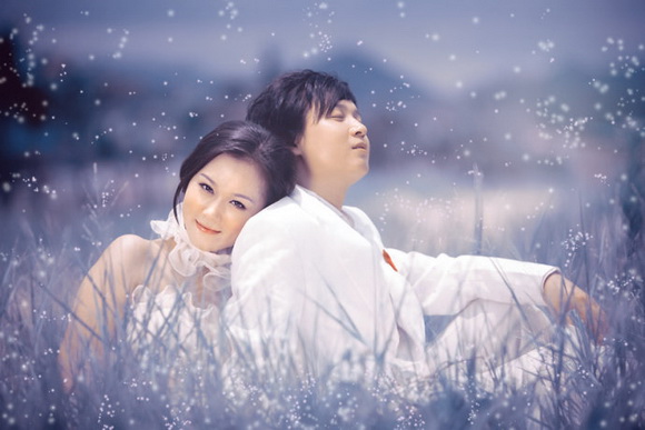 Photoshop打造浪漫温馨的雪景婚片2
