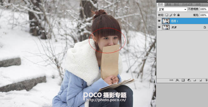 Photoshop给雪景人物照片增加冬季韵味3