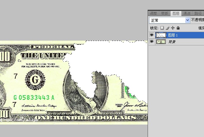 PhotoShop制作美元被火烧过的痕迹效果教程4